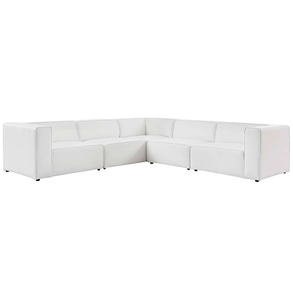 Modway - Mingle Vegan Leather 5-Piece Sectional Sofa - EEI-4795-WHI veiw 1