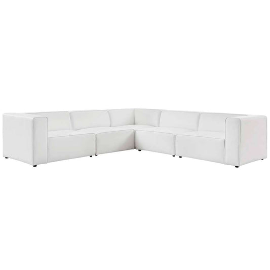 Modway - Mingle Vegan Leather 5-Piece Sectional Sofa - EEI-4795-WHI veiw 1