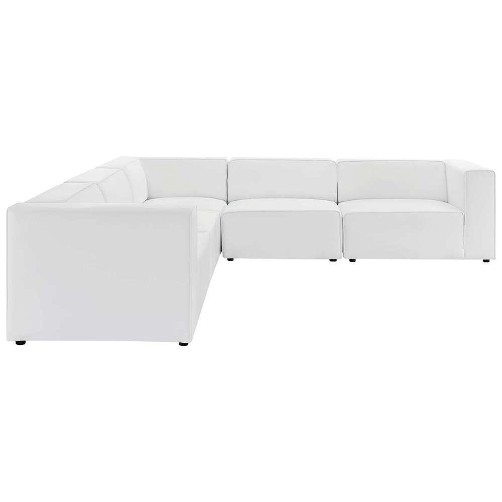 Modway - Mingle Vegan Leather 5-Piece Sectional Sofa - EEI-4795-WHI veiw 3