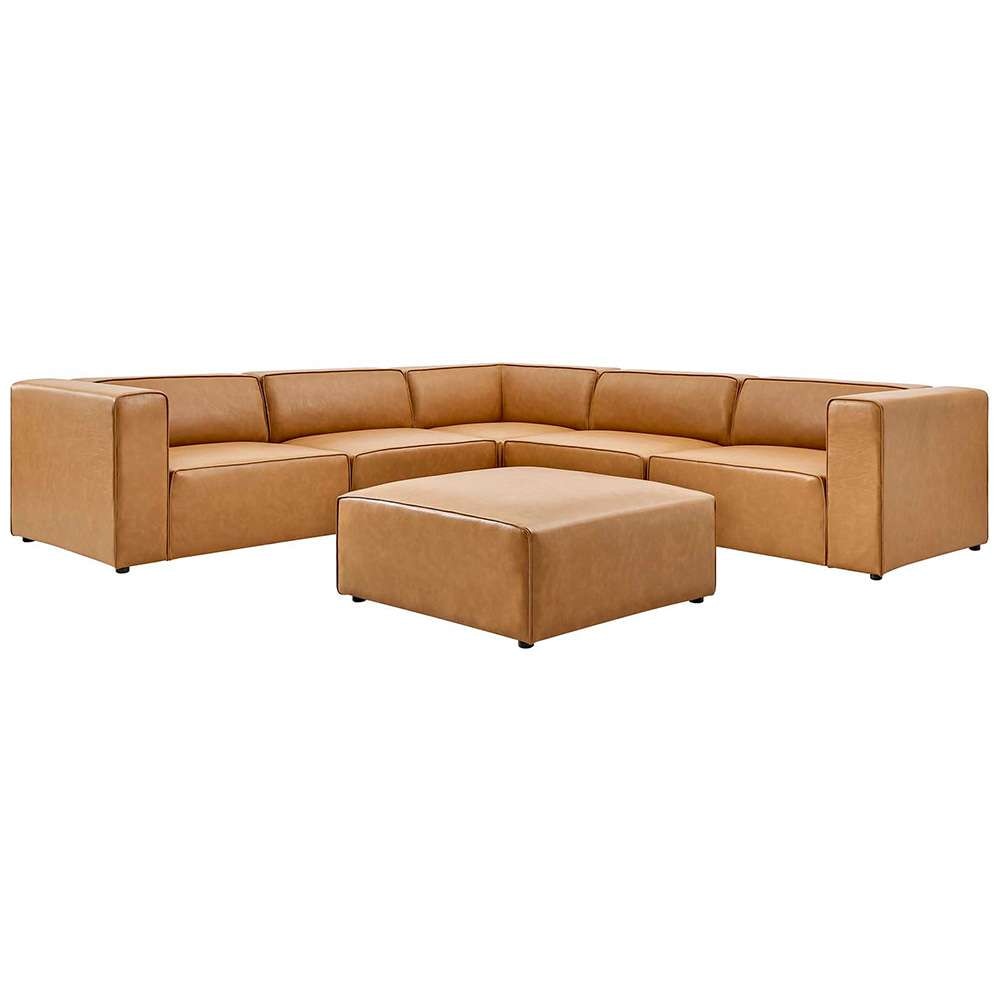 Modway - Mingle Vegan Leather 6-Piece Furniture Set in Tan - EEI-4796-TAN veiw 1