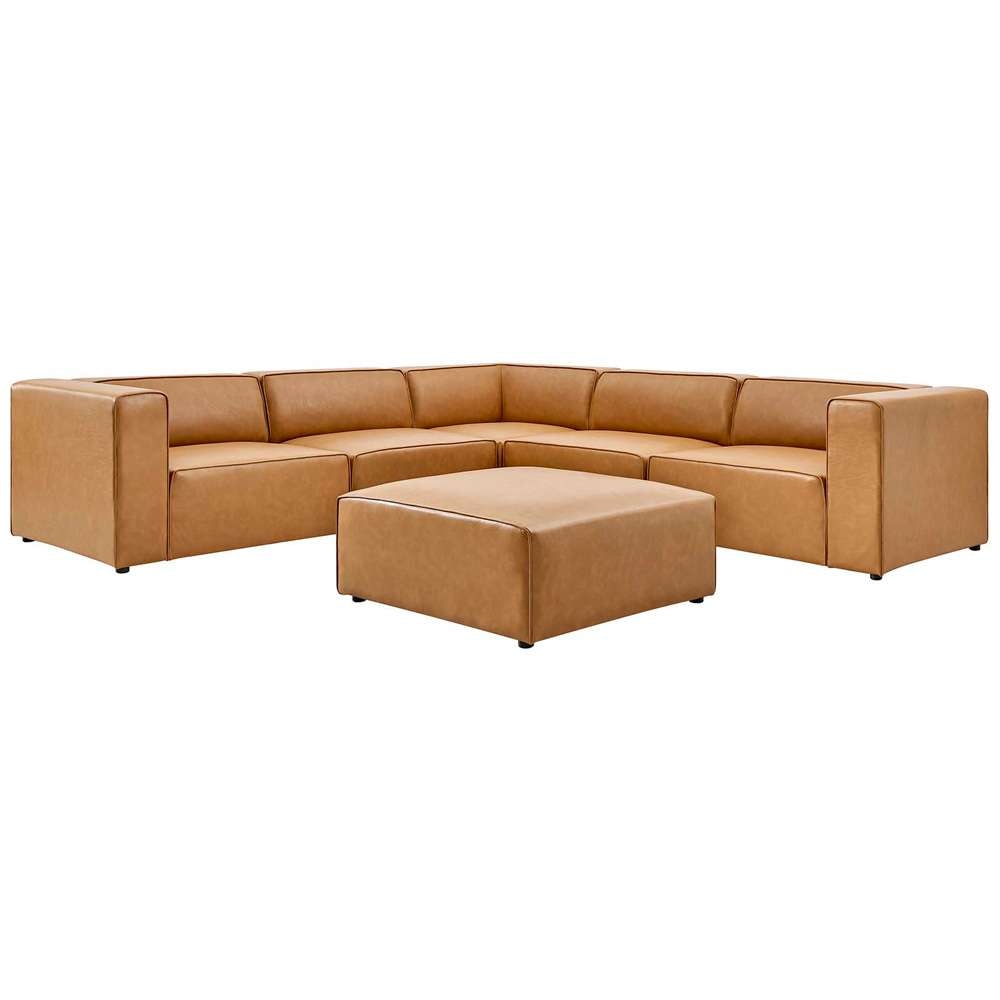 Modway - Mingle Vegan Leather 6-Piece Furniture Set in Tan - EEI-4796-TAN veiw 2