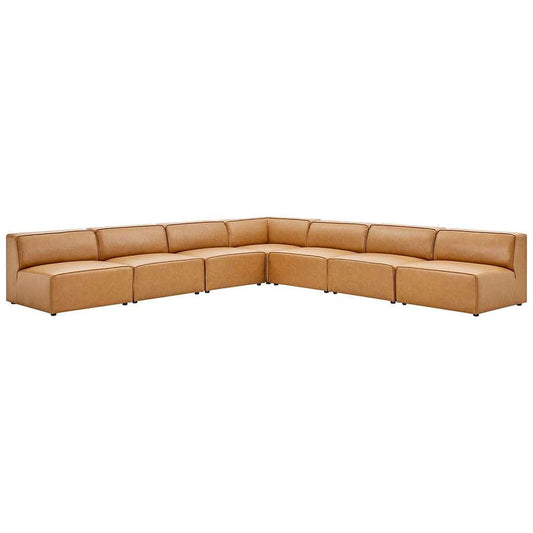 Modway - Mingle Vegan Leather 7-Piece Sectional Sofa in Tan - EEI-4797-TAN veiw 1