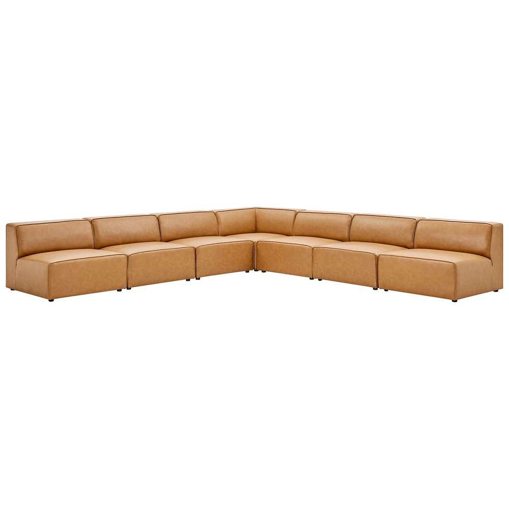 Modway - Mingle Vegan Leather 7-Piece Sectional Sofa in Tan - EEI-4797-TAN veiw 2