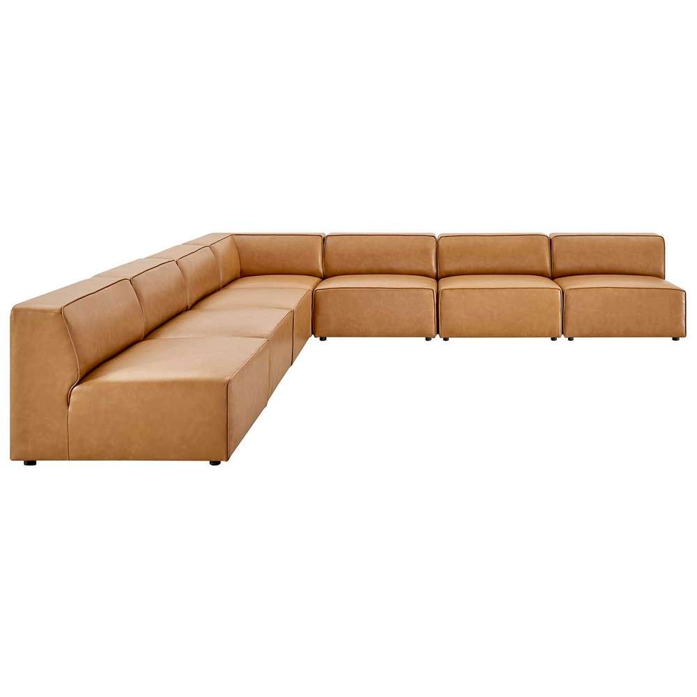 Modway - Mingle Vegan Leather 7-Piece Sectional Sofa in Tan - EEI-4797-TAN veiw 3