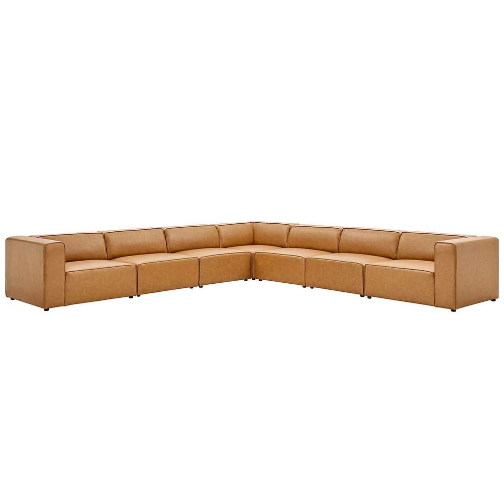 Modway - Mingle Vegan Leather 7-Piece Sectional Sofa - EEI-4798-TAN veiw 1