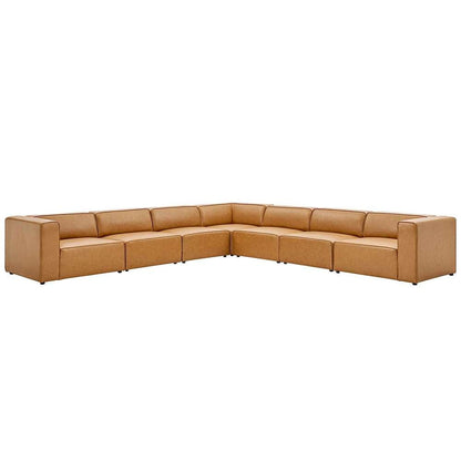 Modway - Mingle Vegan Leather 7-Piece Sectional Sofa - EEI-4798-TAN veiw 1