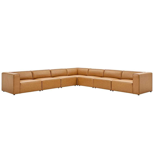 Modway - Mingle Vegan Leather 7-Piece Sectional Sofa - EEI-4798-TAN veiw 1