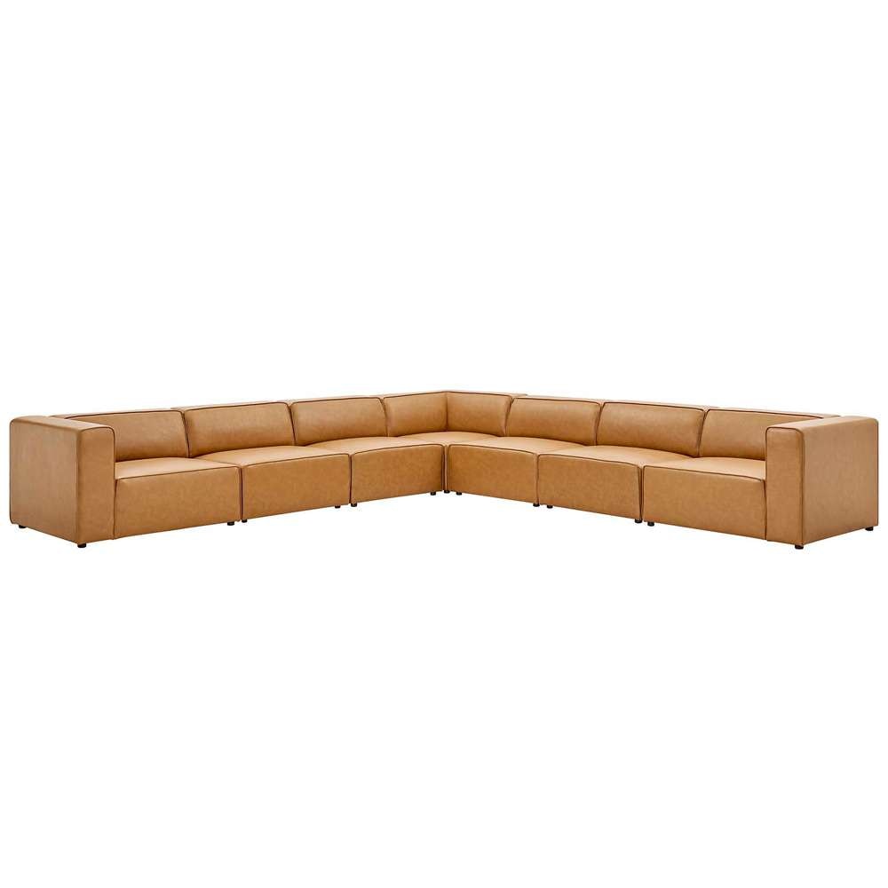 Modway - Mingle Vegan Leather 7-Piece Sectional Sofa - EEI-4798-TAN veiw 2
