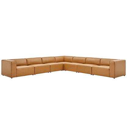 Modway - Mingle Vegan Leather 7-Piece Sectional Sofa - EEI-4798-TAN veiw 2