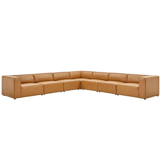 Modway - Mingle Vegan Leather 7-Piece Sectional Sofa - EEI-4798-TAN veiw 2
