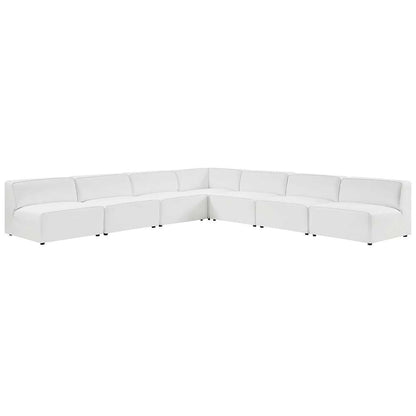 Modway - Mingle Vegan Leather 7-Piece Sectional Sofa in White - EEI-4797-WHI veiw 1
