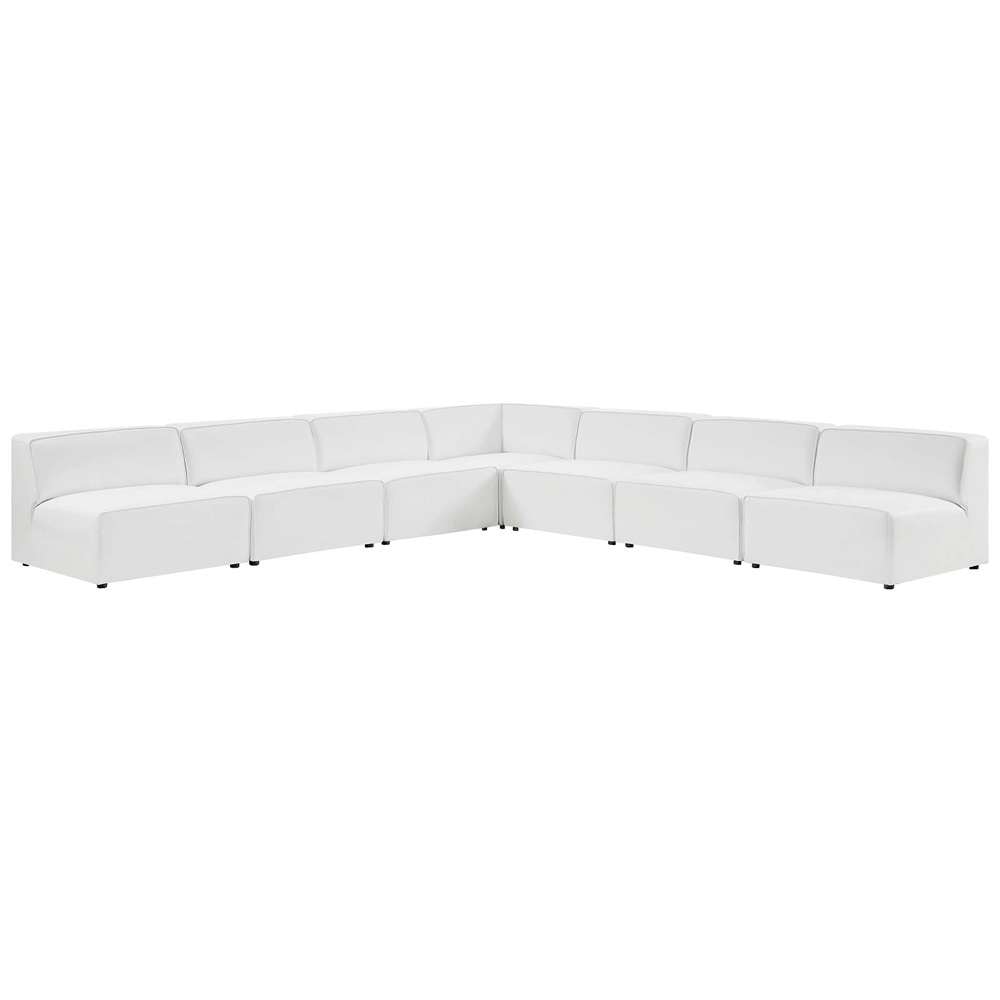 Modway - Mingle Vegan Leather 7-Piece Sectional Sofa in White - EEI-4797-WHI veiw 2