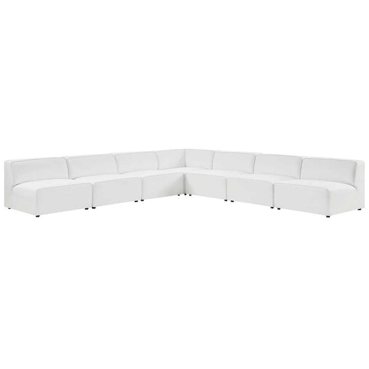 Modway - Mingle Vegan Leather 7-Piece Sectional Sofa in White - EEI-4797-WHI veiw 2