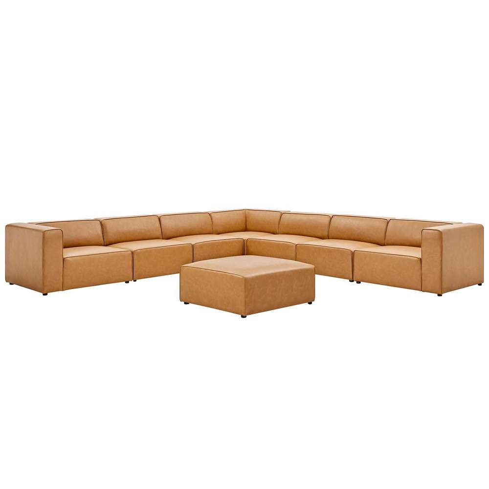 Modway - Mingle Vegan Leather 8-Piece Sectional Sofa Set - EEI-4799-TAN veiw 2