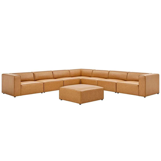 Modway - Mingle Vegan Leather 8-Piece Sectional Sofa Set - EEI-4799-TAN veiw 2