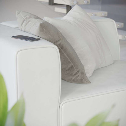 Modway - Mingle Vegan Leather Left-Arm Chair - EEI-4621-WHI veiw 6