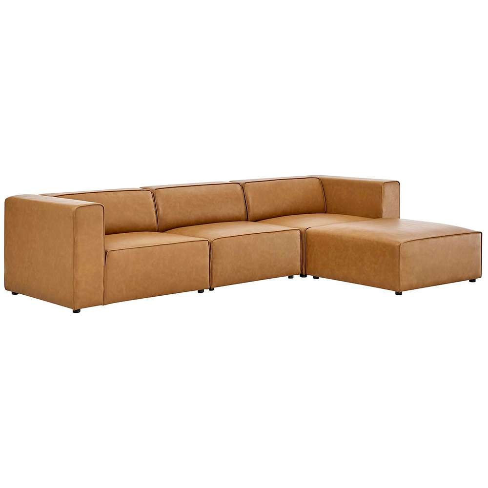 Modway - Mingle Vegan Leather Sofa and Ottoman Set - EEI-4790-TAN veiw 1