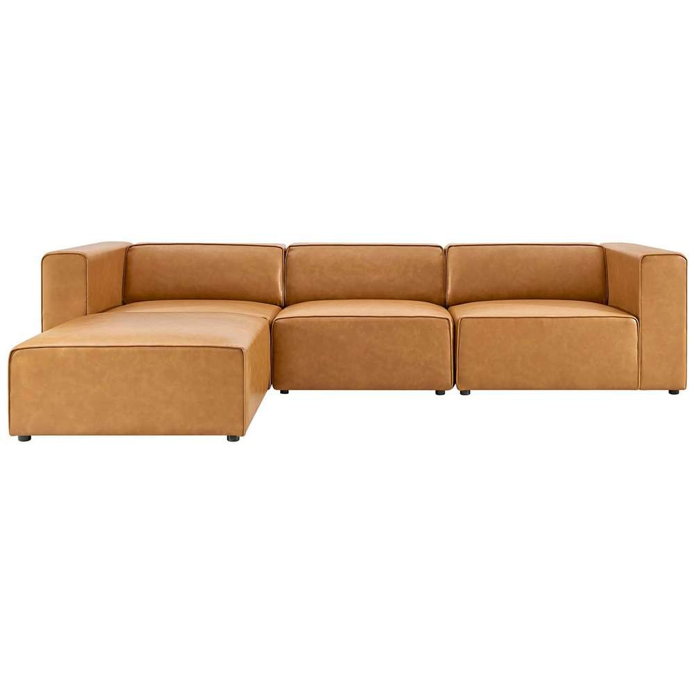 Modway - Mingle Vegan Leather Sofa and Ottoman Set - EEI-4790-TAN veiw 3