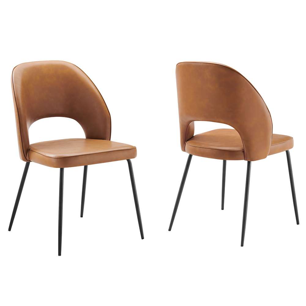 Modway - Nico Vegan Leather Dining Chair (Set of 2) - EEI-4674-BLK-TAN veiw 1