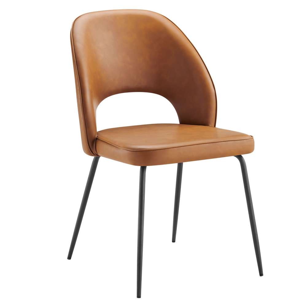 Modway - Nico Vegan Leather Dining Chair (Set of 2) - EEI-4674-BLK-TAN veiw 3