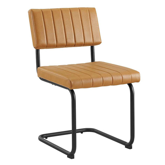 Modway - Parity Vegan Leather Dining Side Chairs - (Set of 2) - EEI-6470-BLK-TAN veiw 1