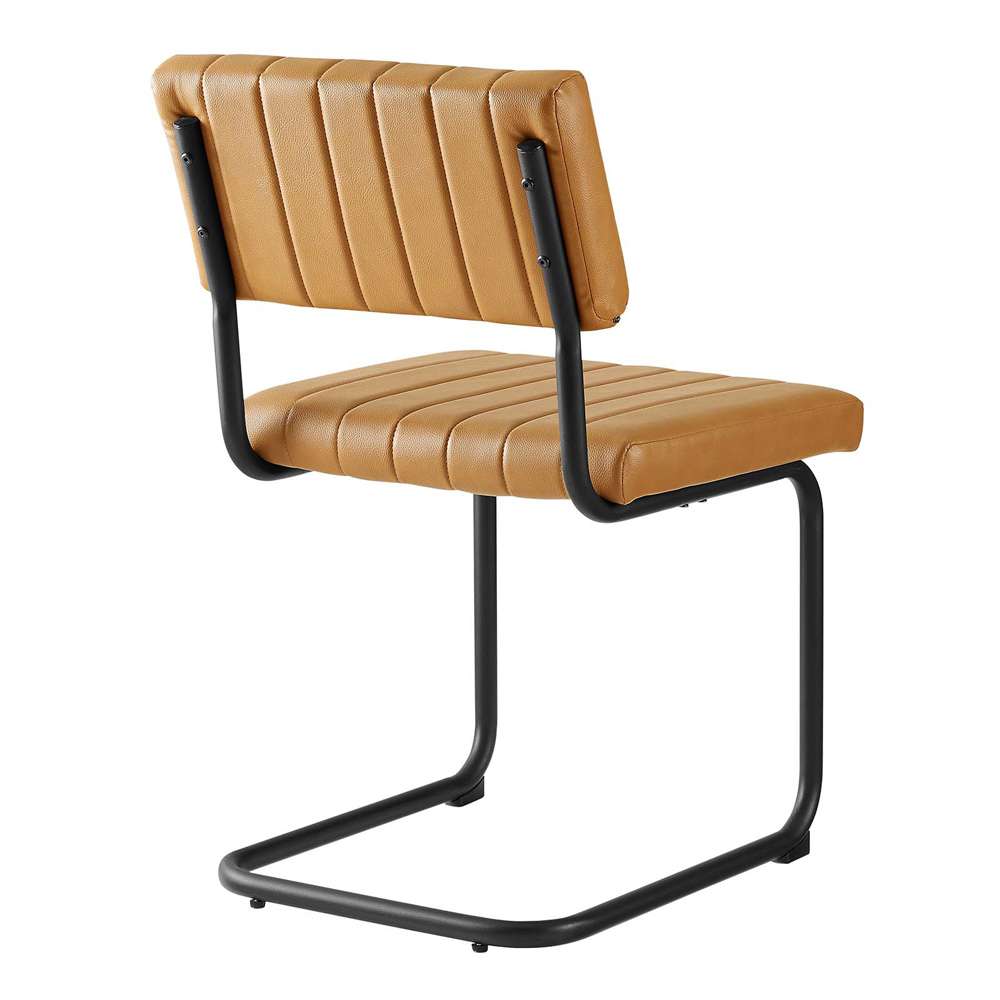 Modway - Parity Vegan Leather Dining Side Chairs - (Set of 2) - EEI-6470-BLK-TAN veiw 4