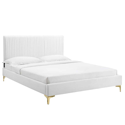 Modway - Peyton Performance Velvet Full Platform Bed - MOD-6868-WHI veiw 1
