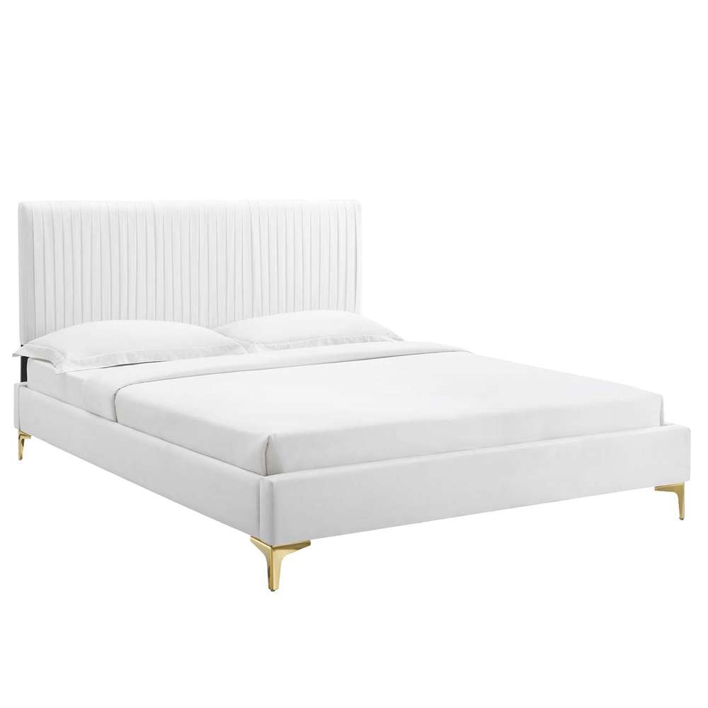 Modway - Peyton Performance Velvet Full Platform Bed - MOD-6868-WHI veiw 2