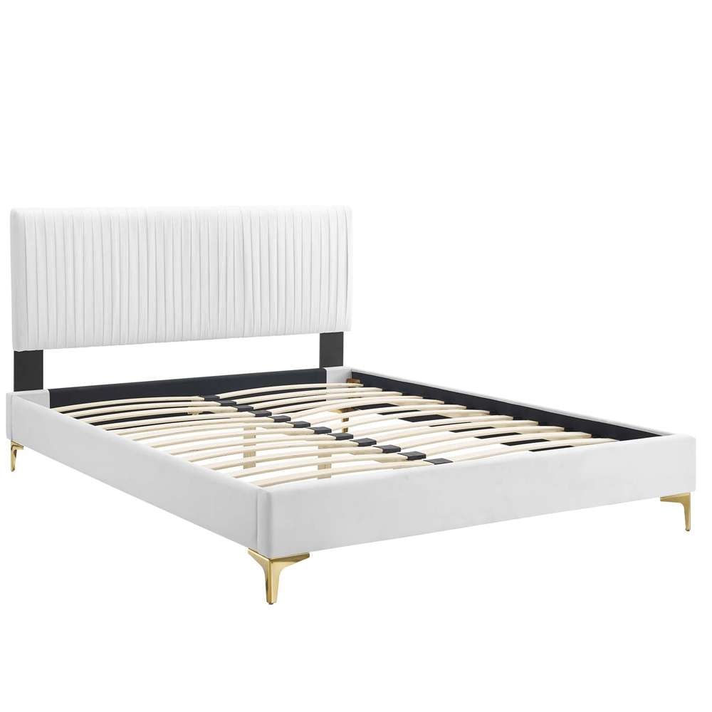 Modway - Peyton Performance Velvet Full Platform Bed - MOD-6868-WHI veiw 3