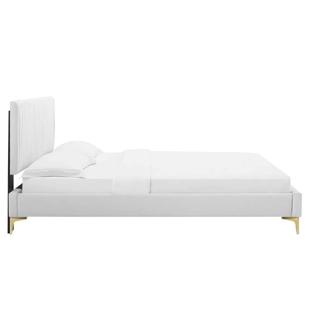 Modway - Peyton Performance Velvet Full Platform Bed - MOD-6868-WHI veiw 5