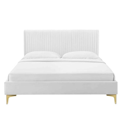 Modway - Peyton Performance Velvet Full Platform Bed - MOD-6868-WHI veiw 6