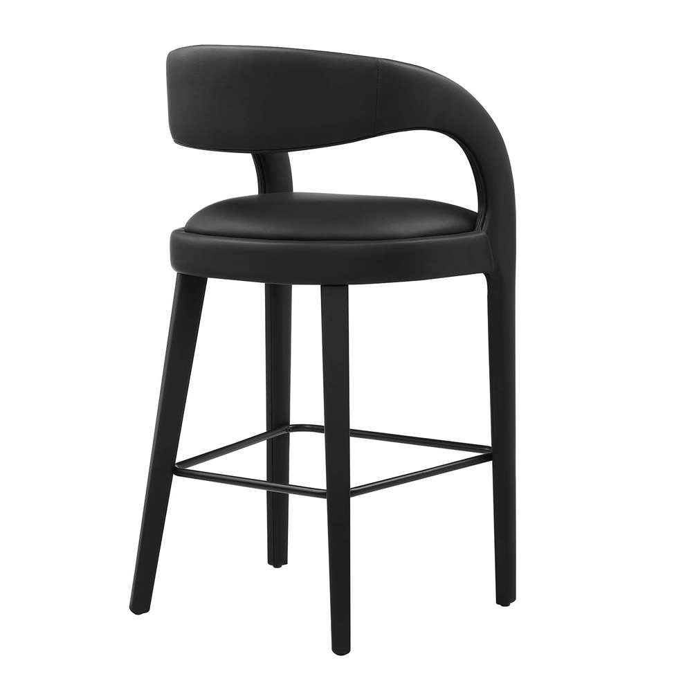 Modway - Pinnacle Vegan Leather Bar Stool (Set of 2) - EEI-6567-BLK-BLK veiw 4