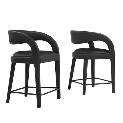 Modway - Pinnacle Vegan Leather Counter Stool (Set of 2) - EEI-6564-BLK-BLK veiw 1