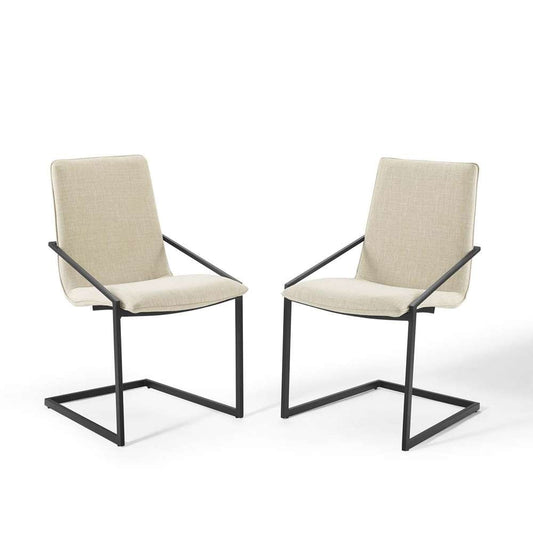 Modway - Pitch Dining Armchair Upholstered Fabric (Set of 2) - EEI-4489-BLK-BEI veiw 2