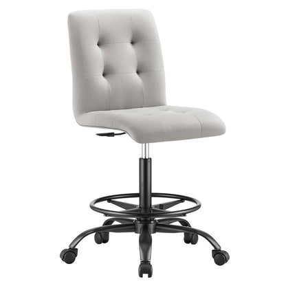 Modway - Prim Armless Vegan Leather Drafting Chair - EEI-4979-BLK-LGR veiw 1