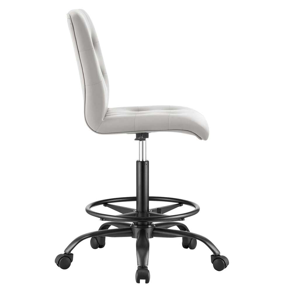 Modway - Prim Armless Vegan Leather Drafting Chair - EEI-4979-BLK-LGR veiw 3