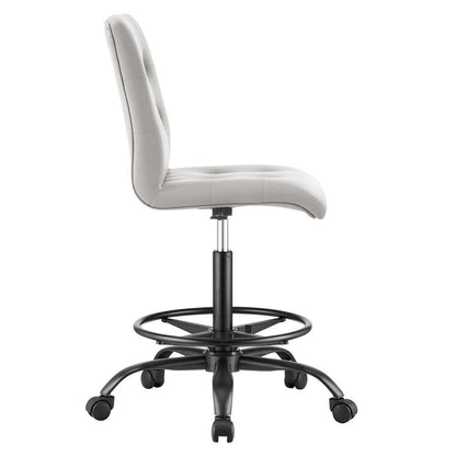 Modway - Prim Armless Vegan Leather Drafting Chair - EEI-4979-BLK-LGR veiw 3