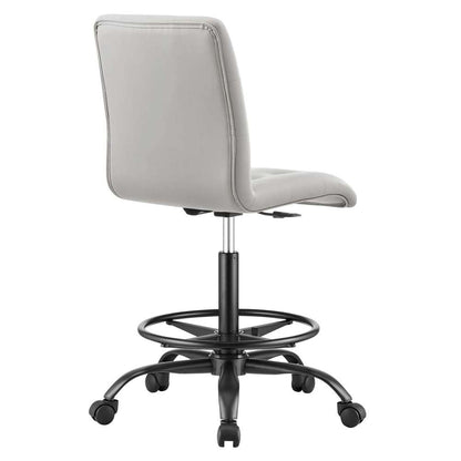 Modway - Prim Armless Vegan Leather Drafting Chair - EEI-4979-BLK-LGR veiw 4