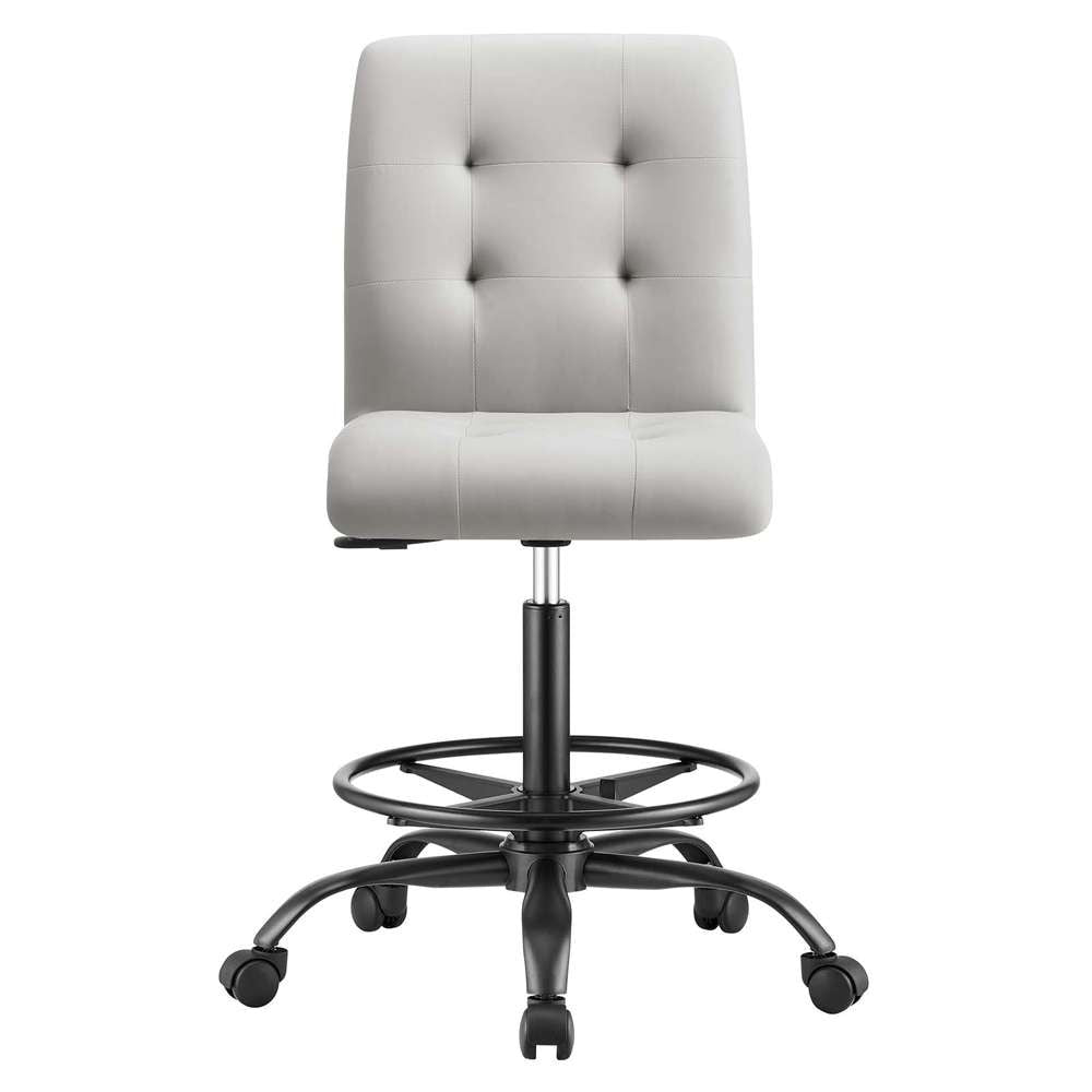 Modway - Prim Armless Vegan Leather Drafting Chair - EEI-4979-BLK-LGR veiw 5