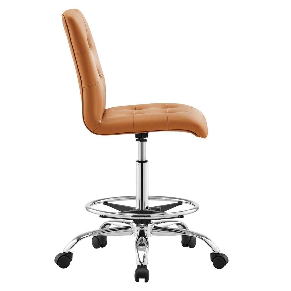 Modway - Prim Armless Vegan Leather Drafting Chair - EEI-4981-SLV-TAN veiw 3