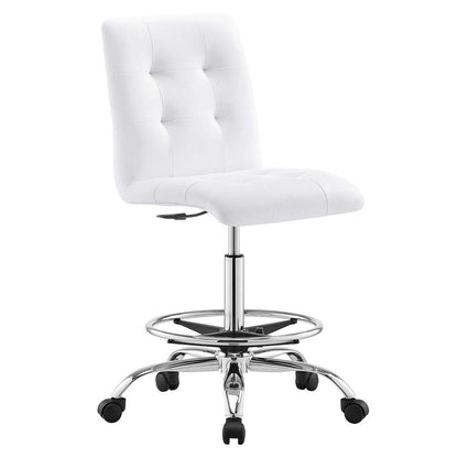 Modway - Prim Armless Vegan Leather Drafting Chair - EEI-4981-SLV-WHI veiw 1