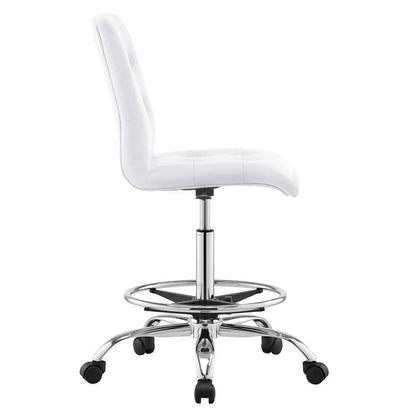 Modway - Prim Armless Vegan Leather Drafting Chair - EEI-4981-SLV-WHI veiw 3