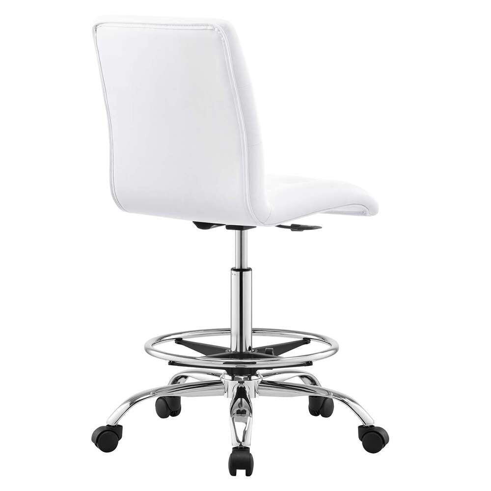 Modway - Prim Armless Vegan Leather Drafting Chair - EEI-4981-SLV-WHI veiw 4