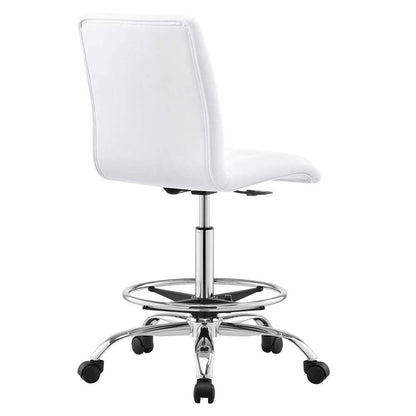 Modway - Prim Armless Vegan Leather Drafting Chair - EEI-4981-SLV-WHI veiw 4