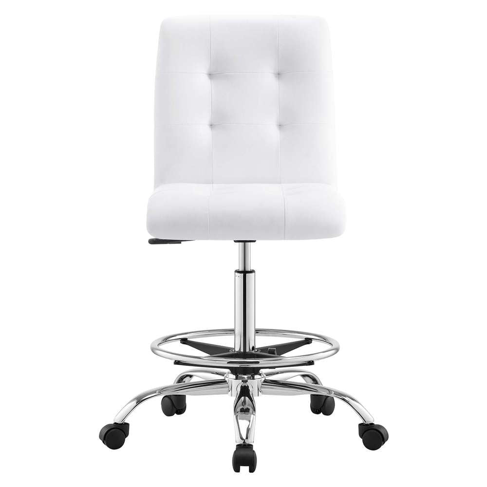 Modway - Prim Armless Vegan Leather Drafting Chair - EEI-4981-SLV-WHI veiw 5