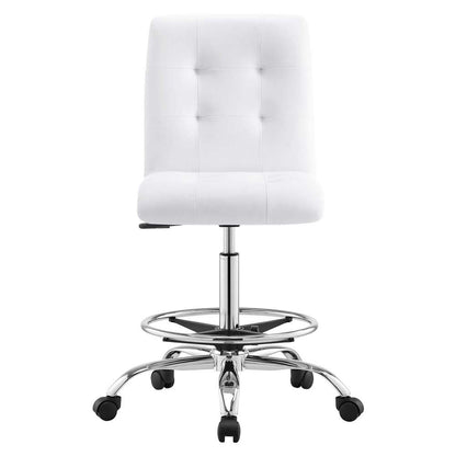 Modway - Prim Armless Vegan Leather Drafting Chair - EEI-4981-SLV-WHI veiw 5
