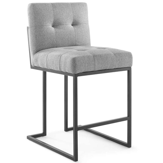 Modway - Privy Black Stainless Steel Upholstered Fabric Counter Stool - EEI-3854-BLK-LGR veiw 1