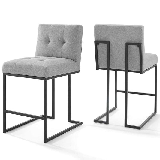 Modway - Privy Black Stainless Steel Upholstered Fabric Counter Stool (Set of 2) - EEI-4156-BLK-LGR veiw 1