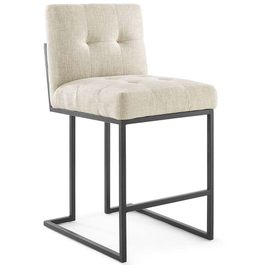 Modway - Privy Black Stainless Steel Upholstered Fabric Counter Stool - EEI-3854-BLK-BEI veiw 1