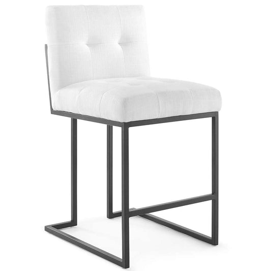Modway - Privy Black Stainless Steel Upholstered Fabric Counter Stool - EEI-3854-BLK-WHI veiw 1